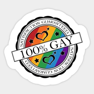 100% Satisfaction Guaranteed Gay Pride Rainbow Stamp of Approval Sticker